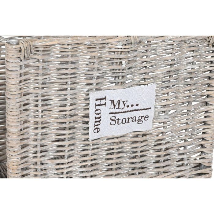 DKD Home Decor Leñera Shabby Natural Mimbre 35 x 54 x 47 cm Set de 2 2 DKD Home Decor Leñera Shabby Natural Mimbre 35 x 54 x 47 cm Set de 2 2