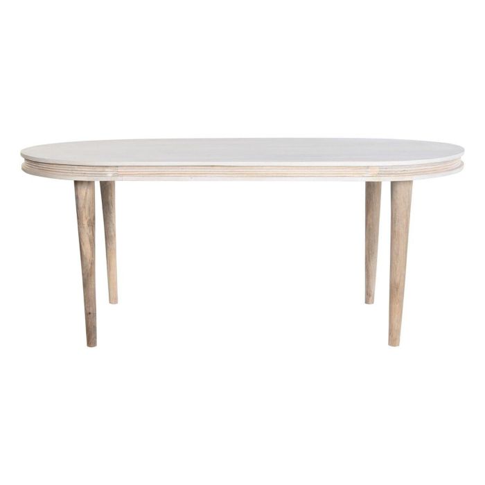 Mesa de Comedor DKD Home Decor Blanco Dorado Latón Madera de mango 180 x 90 x 76 cm 3