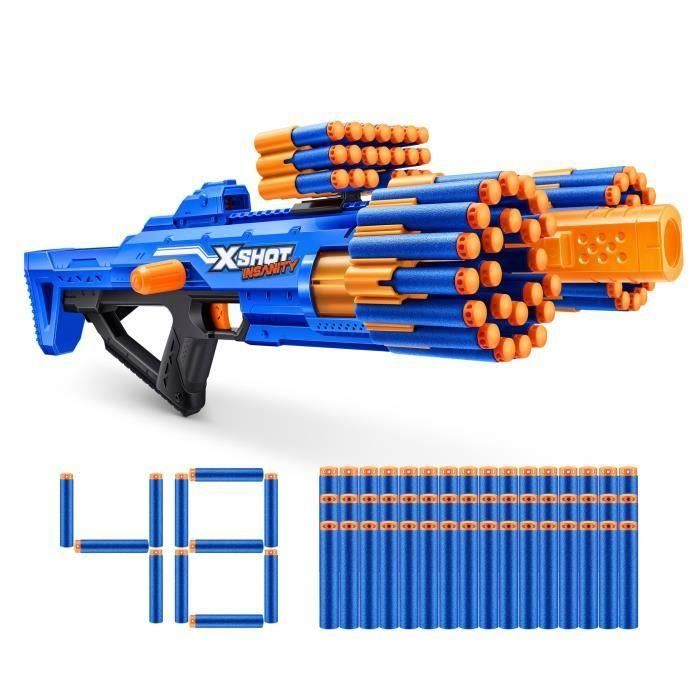 Rapid Fire Blaster - ZURU - XSHOT Insanity Berzerko - Blaster de cañón giratorio con 8 dardos y disparo rápido hasta 27 metros 2