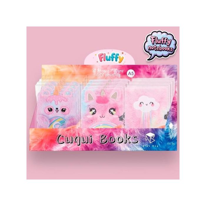 Roymart Libretas Fluffy C-Candado 80H A5 8Ogr Surtidos Expositor 12 Ud