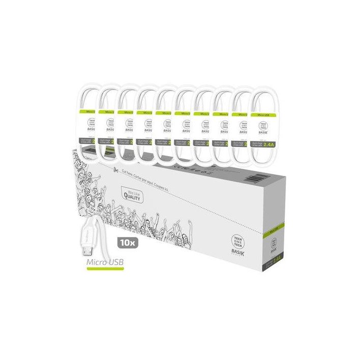 Cable Tech-One-Tech Basik Usb-Usb-Micro Blanco 1 M. Pack De 10