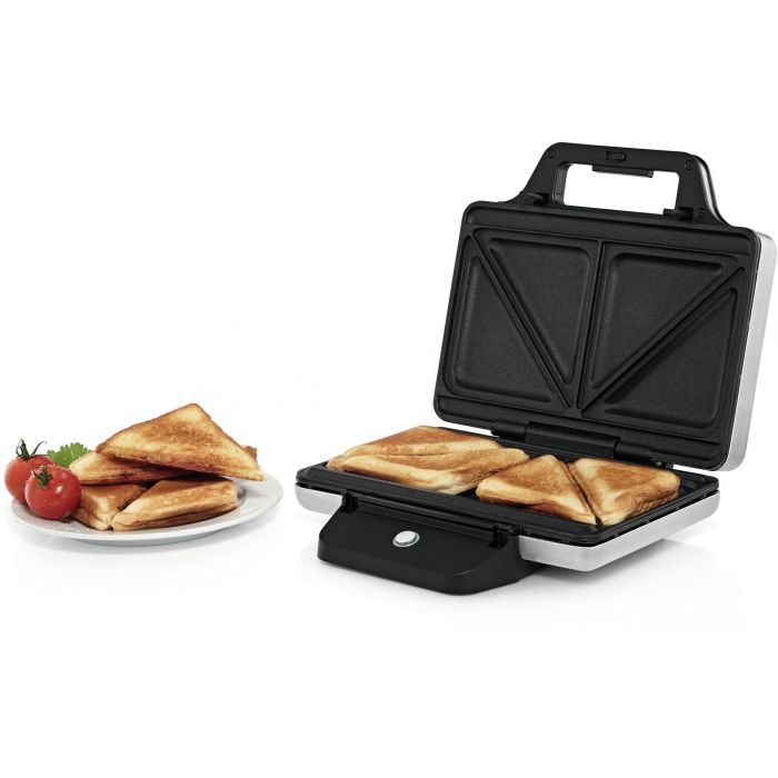 WMF Sandwichmaker Lono 0415150011 – 800W, Antiadherente, Fácil de Limpiar, Acero Inoxidable, Negro/Plata 2