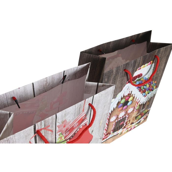 DKD Home Decor Bolsa Navidad Alpina Natural Multicolor Papel 10 x 23 x 18 cm (12 Unidades) 2