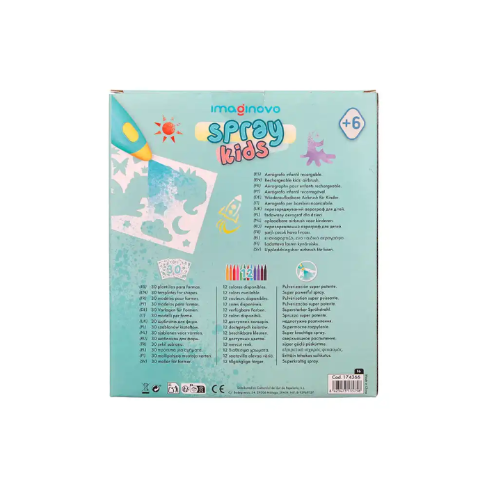 Imaginovo Aerografo Infantil Recargable USB con 30 Plantillas y 12 Rotuladores de Colores para Niños a partir de 6 Años 11