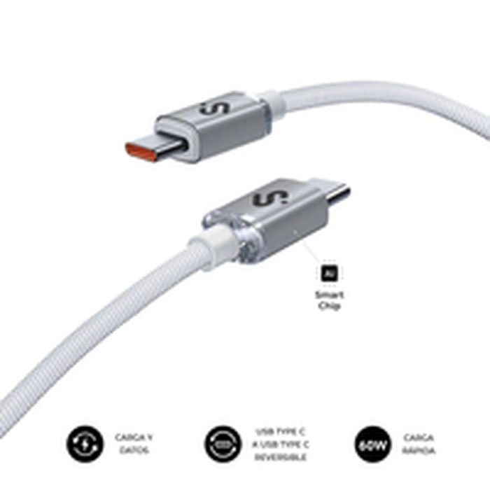 Cable USB-C a USB-C Subblim OPTIMUS Blanco 1 m 9