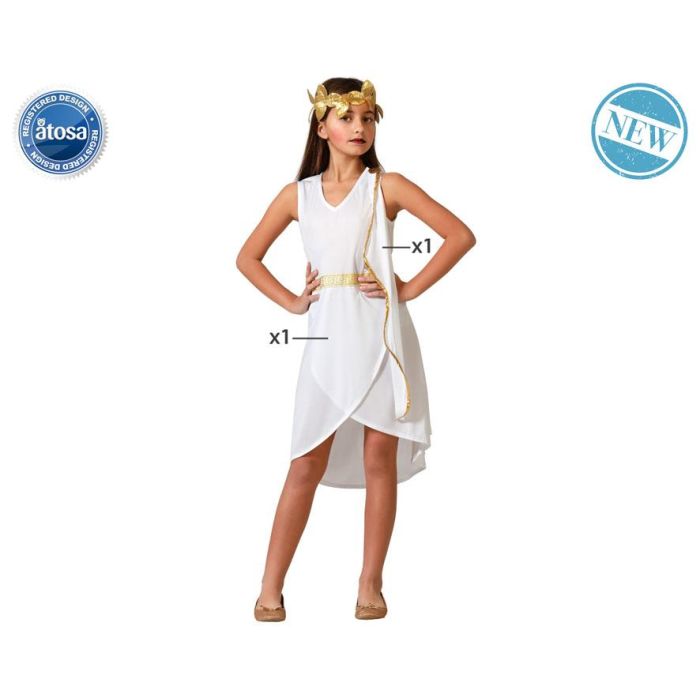 Disfraz Romana Niña Vestido Blanco Con Cinturón Dorado 3-4 Años Disfraz Romana Niña Vestido Blanco Con Cinturón Dorado 3-4 Años