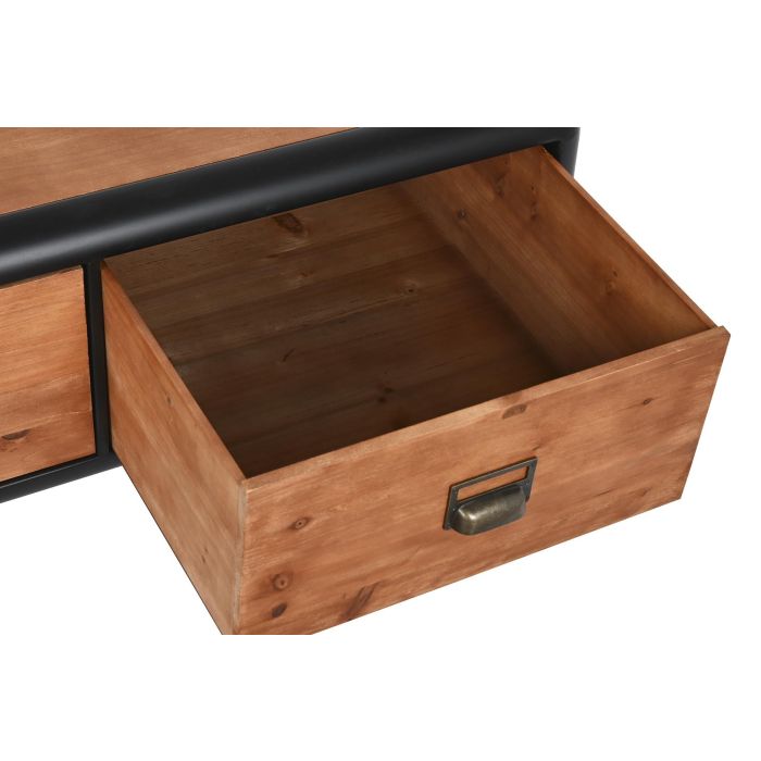 DKD Home Decor Mesa Centro Loft Marron Oscuro Gris Oscuro 56 x 45 x 97 cm con 2 Cajones 2