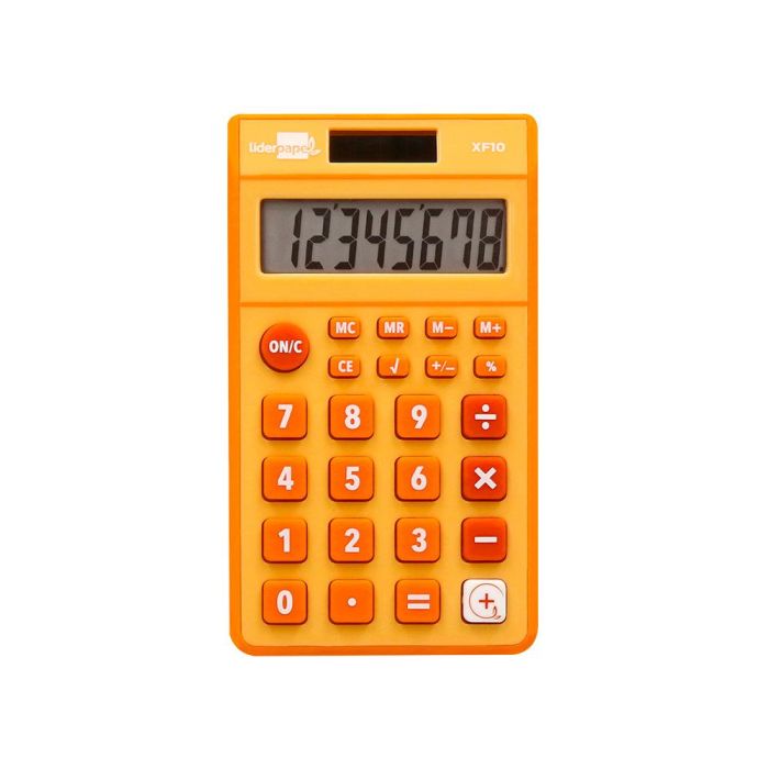 Calculadora Liderpapel Bolsillo Xf10 8 Digitos Solar Y Pilas Color Naranja 115x65x8 mm 2