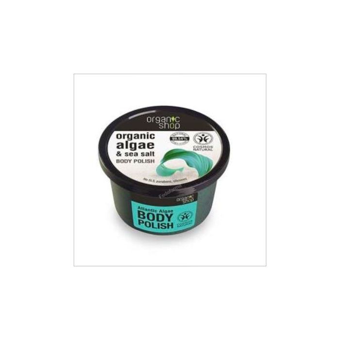 ORGANIC SHOP Exfoliante Corporal Refrescante con Algas Orgánicas y Sal Marina 250ml - Sin SLS, Parabenos, Siliconas