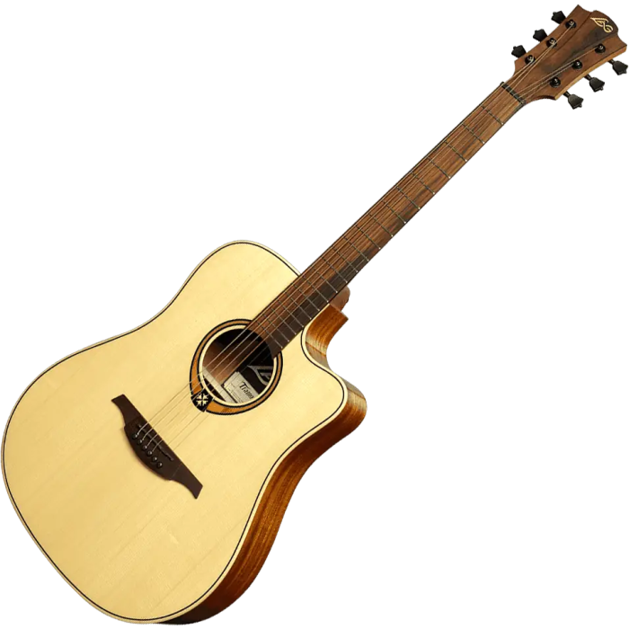 LAG Guitarra Acústica Dreadnought Cutaway A/E Tramontane 88 - Natural Abeto Engelmann Macizo Khaya Bronce Stage LAG 3