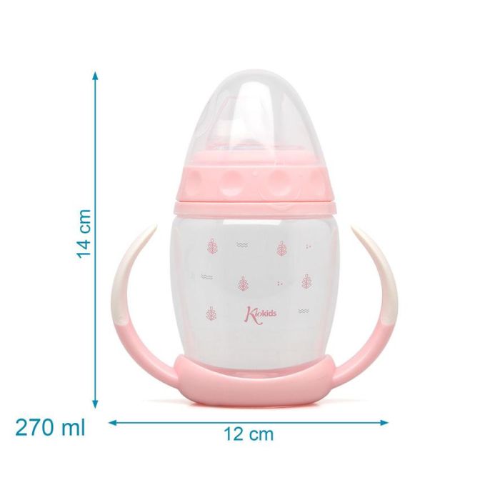 KioKids Taza de Aprendizaje Step 1 Tetina Silicona Suave Antiderrames Anticólico con Asas, +6 Meses, Rosa, Apta Lavavajillas y Esterilizador 2