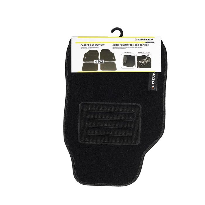 Dunlop Juego de 4 alfombrillas para coche 65x30x42cm Negro Textil/goma 1 Dunlop Juego de 4 alfombrillas para coche 65x30x42cm Negro Textil/goma 1