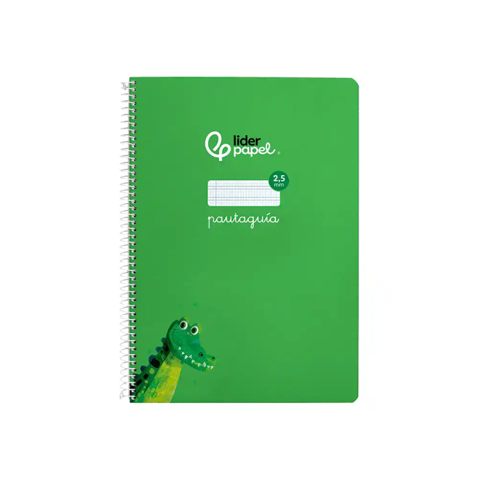 Liderpapel Cuaderno espiral Pautaguía A4 tapa blanda 80 hojas 75gr cuadro pautado 2,5mm color verde 1