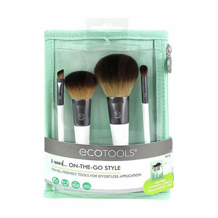 Ecotools ON THE GO STYLE KIT Set Maquillaje de Viaje 5 Pzs: 4 Brochas Mini Eco y Estuche para Base, Polvo, Sombra y Delineado Ecotools ON THE GO STYLE KIT Set Maquillaje de Viaje 5 Pzs: 4 Brochas Mini Eco y Estuche para Base, Polvo, Sombra y Delineado