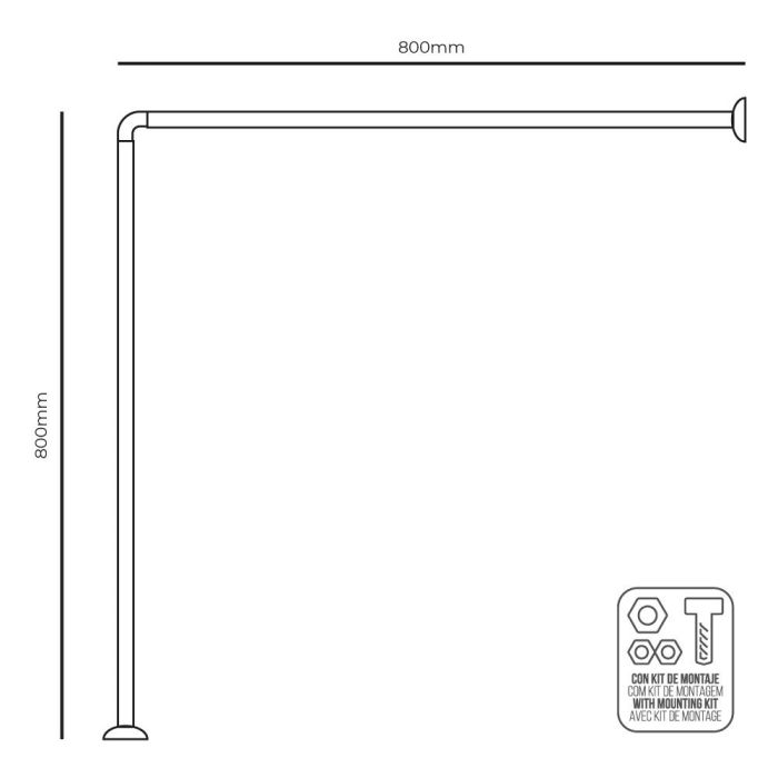 Edm Barra de Cortina Curva Blanca Plástico PVC Extensible 80 x 80 cm 2