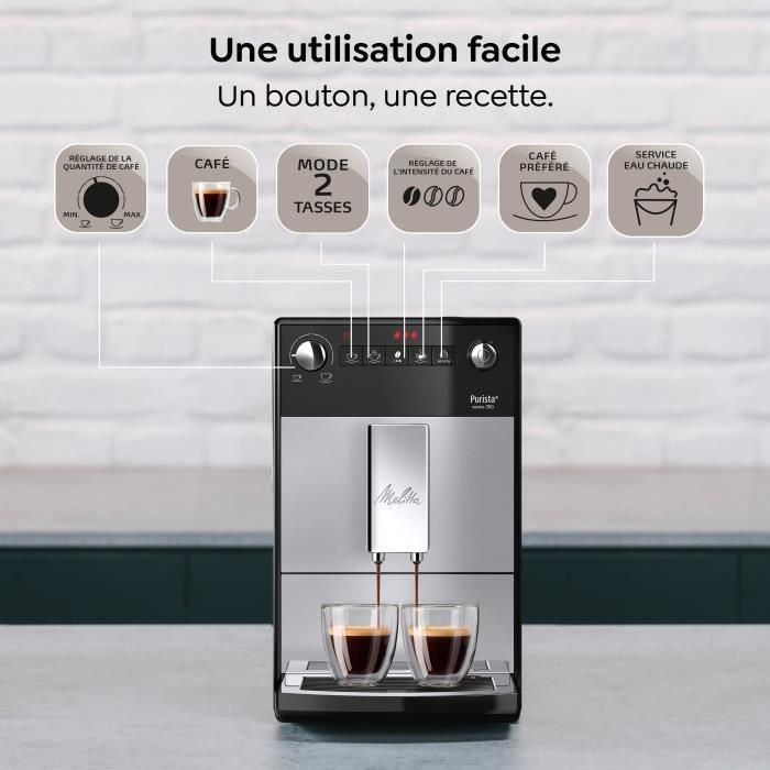 Melitta F230-101 Cafetera espresso automática compacta Purista, con molinillo de granos, 1450W, depósito de agua 1,2L, Plata 3 Melitta F230-101 Cafetera espresso automática compacta Purista, con molinillo de granos, 1450W, depósito de agua 1,2L, Plata 3