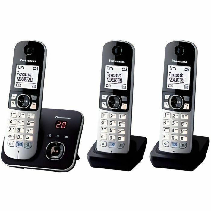Panasonic KX-TG6823 Teléfono Fijo Inalámbrico DECT Trío con Contestador Automático, Plateado y Negro