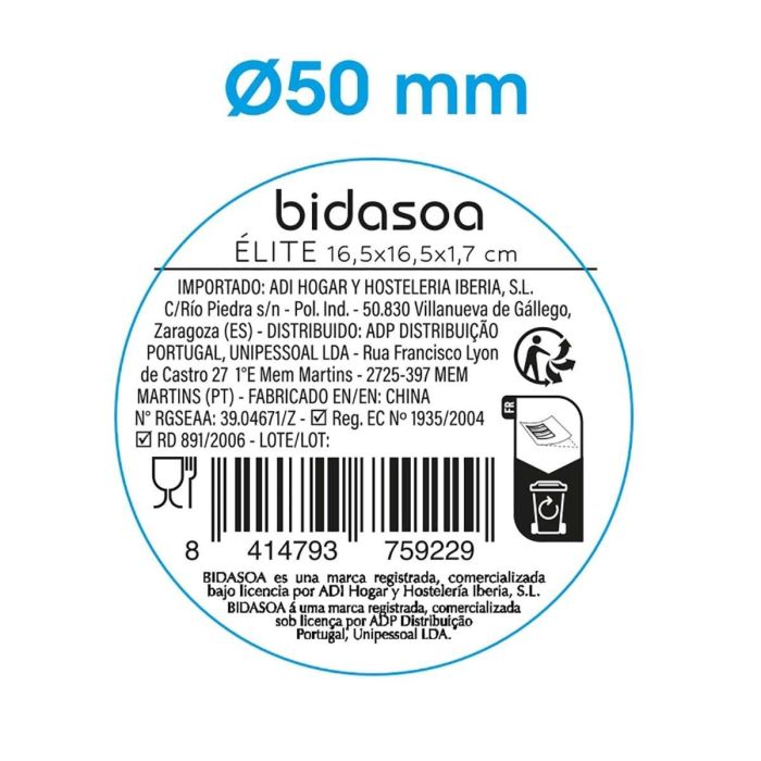 Plato Porcelana Alumina Elite Bidasoa 16,5x16,5x1,7 cm (8 Unidades) 5