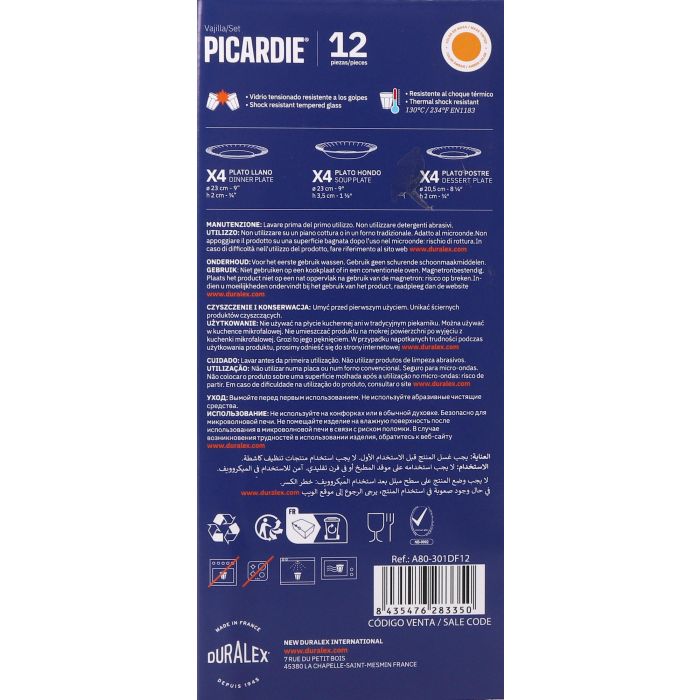 Vajilla Duralex Picardie Ambar 12 Piezas (2 Unidades) 2 Vajilla Duralex Picardie Ambar 12 Piezas (2 Unidades) 2