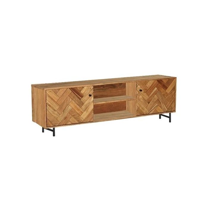 DKD Home Decor Mueble TV Moderno de Acacia y Metal 140x40x55 cm Colección Espiga