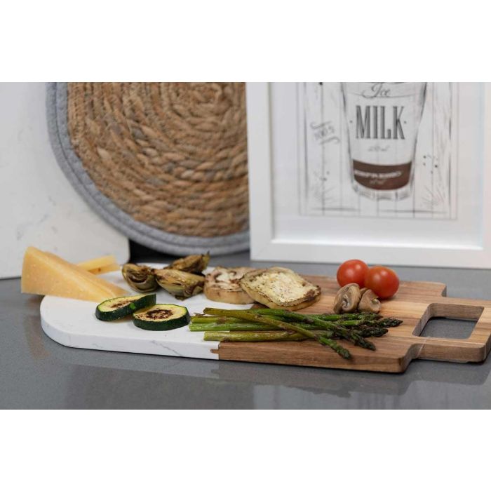 Tabla de cortar madera y mármol negro Kinvara 18x38 cm (8 Unidades) 4 Tabla de cortar madera y mármol negro Kinvara 18x38 cm (8 Unidades) 4