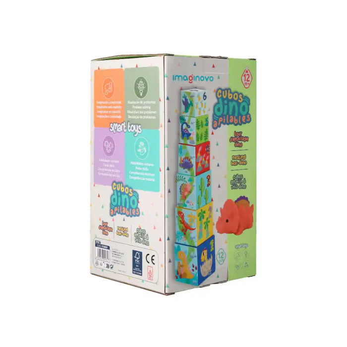 Imaginovo Juego Infantil Cubos Apilables Nidos Dinosaurios +12 meses 12 Piezas 13x13x13cm 11