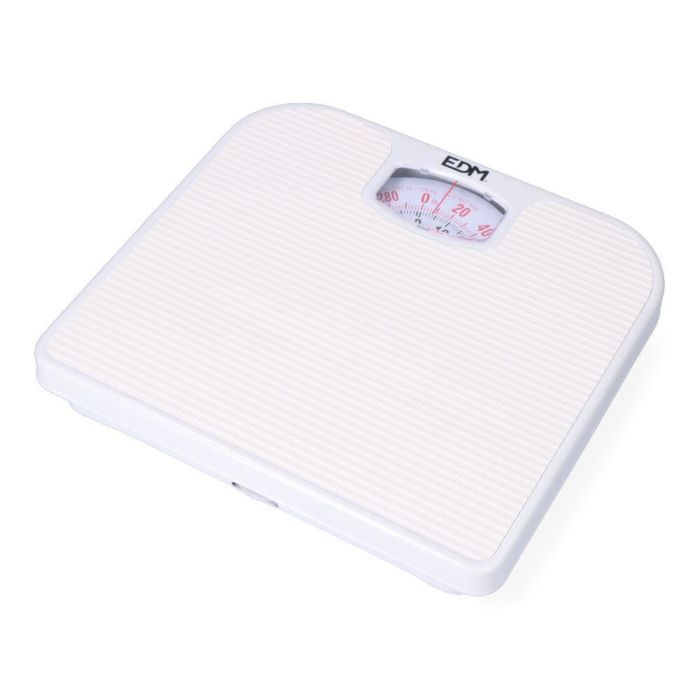 Edm Báscula de baño mecánica, máximo 130 kg, blanco, polipropileno 0 Edm Báscula de baño mecánica, máximo 130 kg, blanco, polipropileno 0