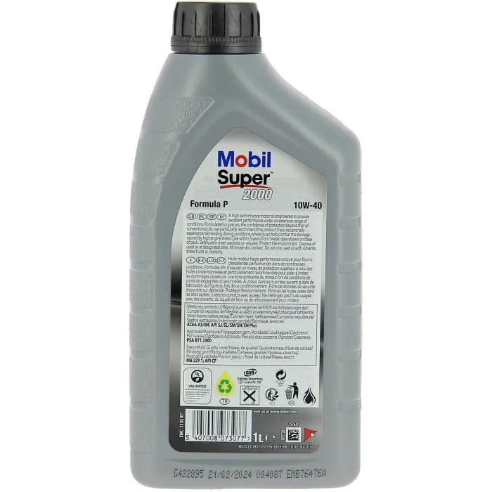 Mobil S2000 10W40 Formula-P Bidón Aceite de Motor 1L 4 Estaciones 2 Mobil S2000 10W40 Formula-P Bidón Aceite de Motor 1L 4 Estaciones 2