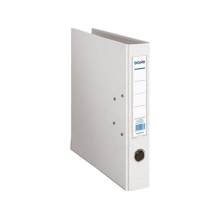 Dohe Archivador Palanca Archicolor Folio Lomo Estrecho Cartón Forrado PP Blanco con Ollao, Rado y Tarjetero Metálico