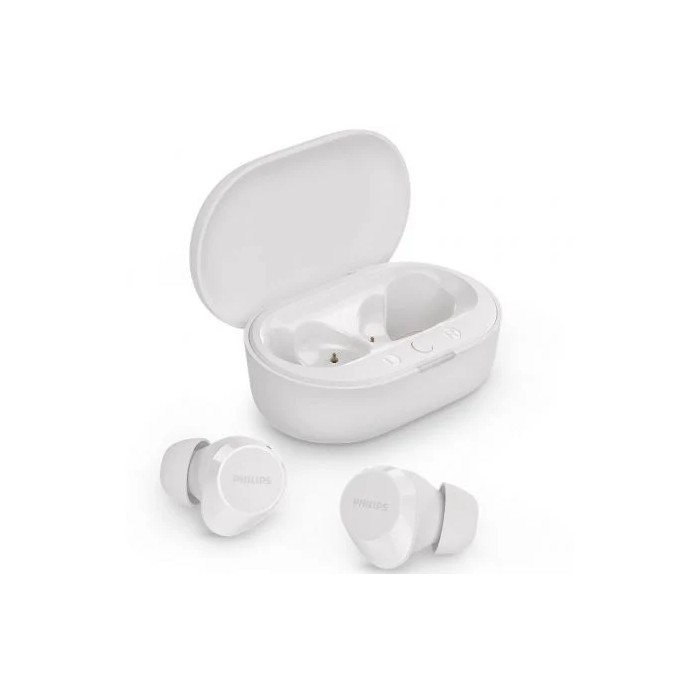 Philips TAT1209WH Auriculares Bluetooth Inalámbricos Blancos, Autonomía 6h + Estuche de Carga, Graves Dinámicos, Llamadas Nítidas, Resistencia IPX4