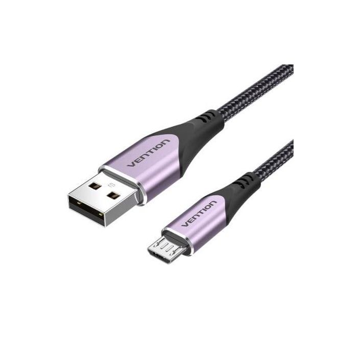 Cable USB 2.0 Vention COAVG/ USB Macho - MicroUSB Macho/ Hasta 60W/ 480Mbps/ 1.5m/ Purpura