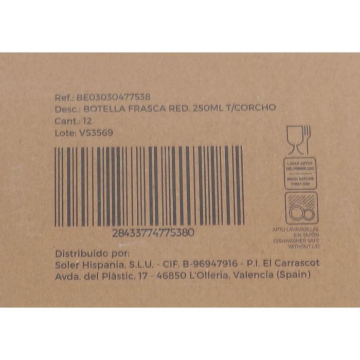 La Mediterranea Botella Frasca Redonda 250 ml con Tapa de Corcho (36 Unidades) 5