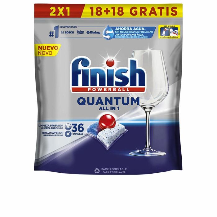 Finish Powerball Quantum Pastillas Lavavajillas Todo en 1, Limpieza Profunda y Brillo, 36 Unidades Finish Powerball Quantum Pastillas Lavavajillas Todo en 1, Limpieza Profunda y Brillo, 36 Unidades