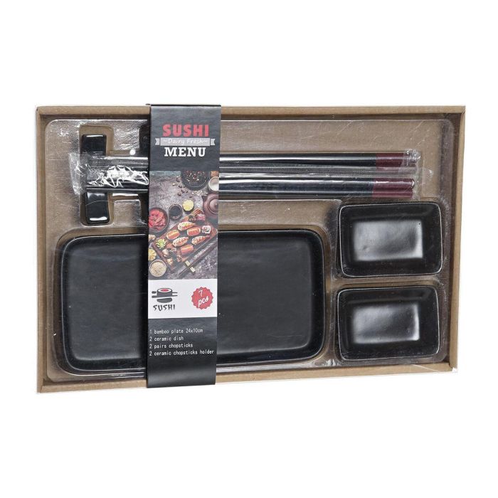 Set de Sushi DKD Home Decor Negro Bambú Gres (31,3 x 19,3 x 2,7 cm) 1 Set de Sushi DKD Home Decor Negro Bambú Gres (31,3 x 19,3 x 2,7 cm) 1