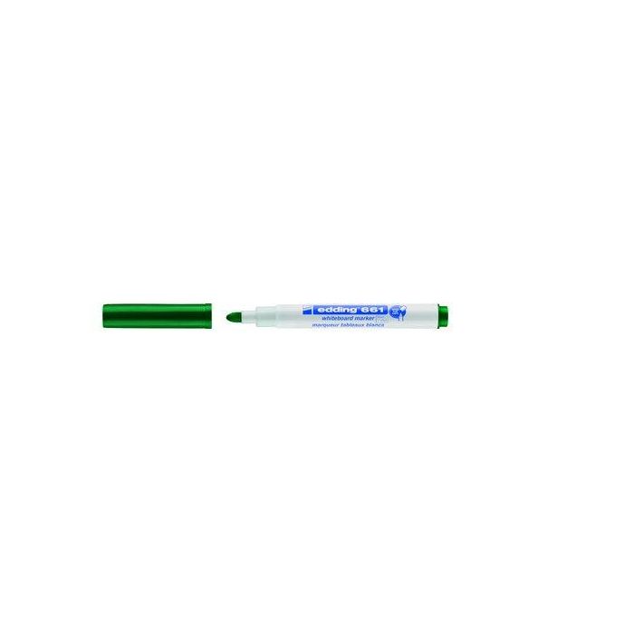 Edding Marcador Pizarra Blanca 661 Verde Punta Redonda 1-2mm Borrado en Seco, Tecnología Cap-Off (10 Unidades) (10 Unidades)