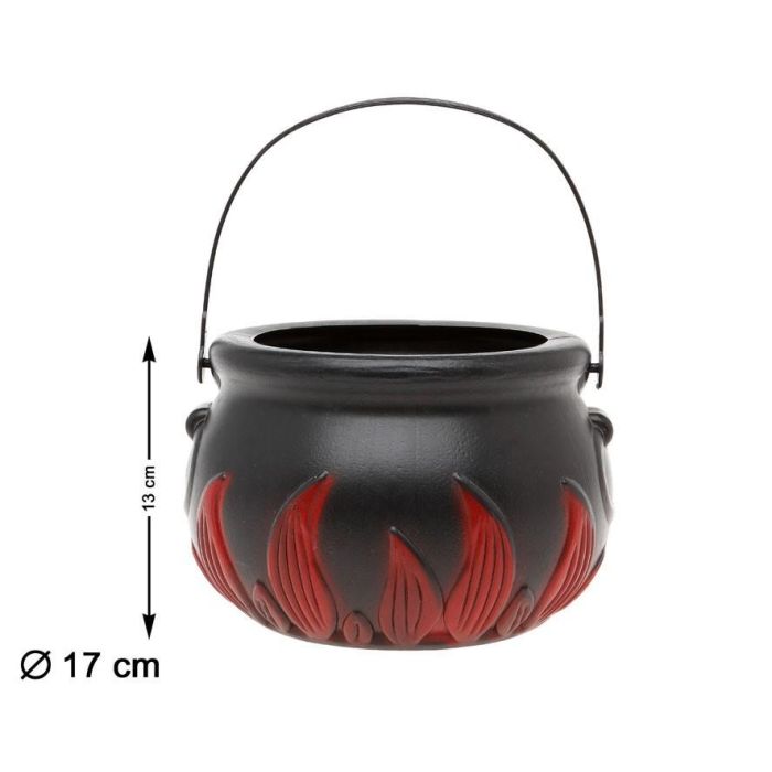 Cesta Olla Porta Caramelos PVC 17 cm Diámetro - Accesorio Halloween para Disfraz Infantil