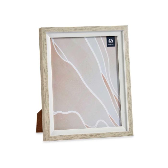 Giftdecor Portafotos Natural Borde Blanco 20x25 cm, Plástico y Vidrio, Blanco/Beige (24 Unidades) 1