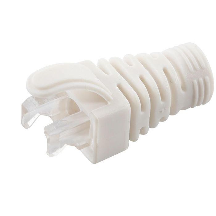 MicroConnect Strain Relief Boot Cat5e, Cat6, Cat6A cables upto 6.5MM White, 100pcs MicroConnect Strain Relief Boot Cat5e, Cat6, Cat6A cables upto 6.5MM White, 100pcs