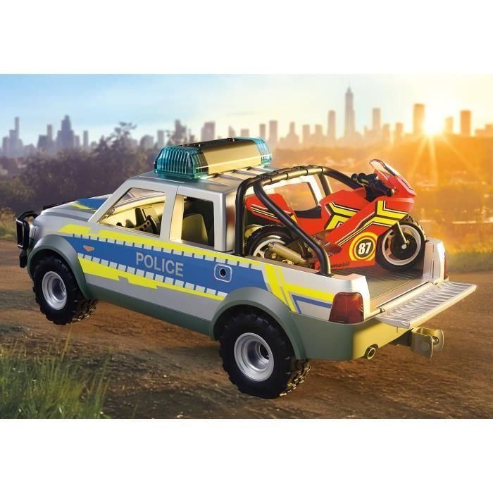 Playmobil 71875 Pick Up Persecución Policial con Moto y Luces. Coche Patrulla con Trampa de Clavos para Niños +4 Años 1 Playmobil 71875 Pick Up Persecución Policial con Moto y Luces. Coche Patrulla con Trampa de Clavos para Niños +4 Años 1