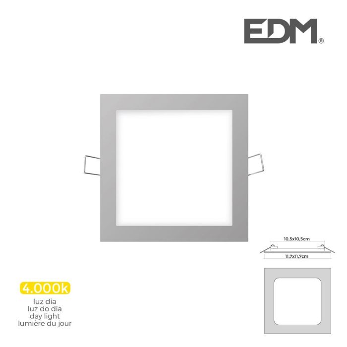 Edm Mini Downlight LED Empotrable Cuadrado 6W 4000K Luz Día, Cromo 11.7x11.7cm 1 Edm Mini Downlight LED Empotrable Cuadrado 6W 4000K Luz Día, Cromo 11.7x11.7cm 1
