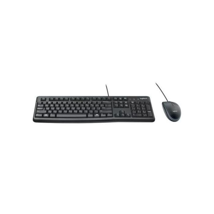 Logitech Combo Teclado Estándar + Ratón Desktop Mk120 Cable Usb Antisalpicaduras Qwerty Español Negro