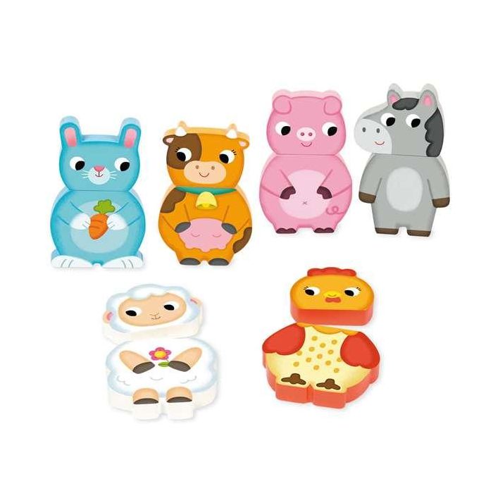 Puzzle magnético granja de madera goula 12 piezas, intercambiables 3 Puzzle magnético granja de madera goula 12 piezas, intercambiables 3