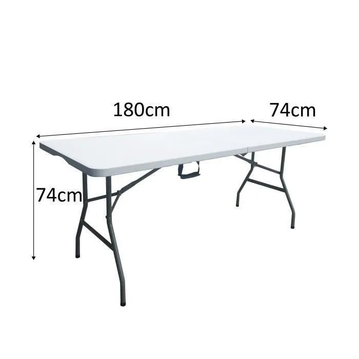 Mesa Plegable 180 cm Plástico Resistente a la Intemperie para 8 Personas Uso Interior y Exterior 5