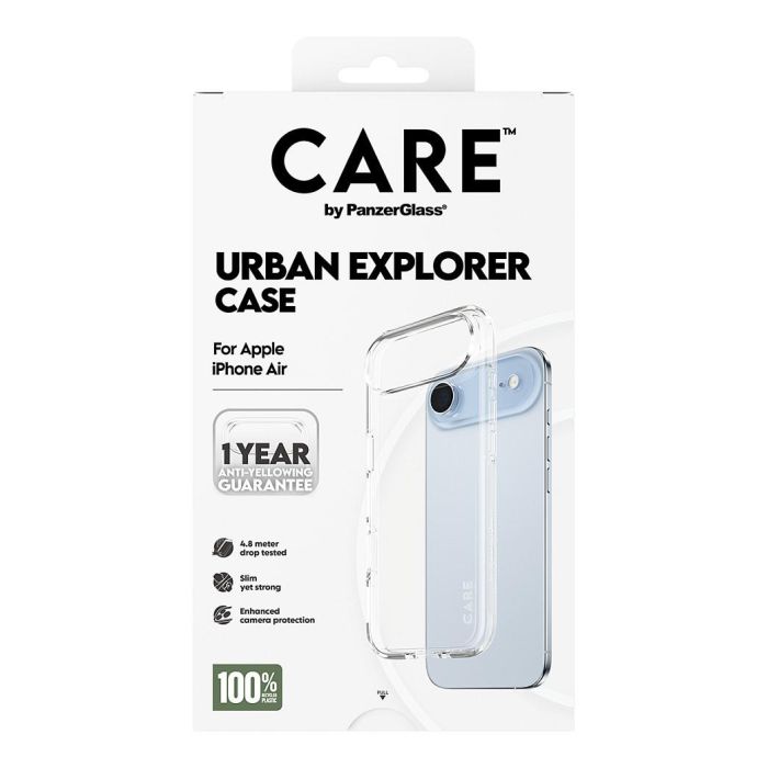 PanzerGlass CARE by Urban Explorer - Funda Protectora Transparente, Antigolpes y Antiamarilleamiento, para Apple iPhone Air, de Policarbonato Reciclado 100% 2