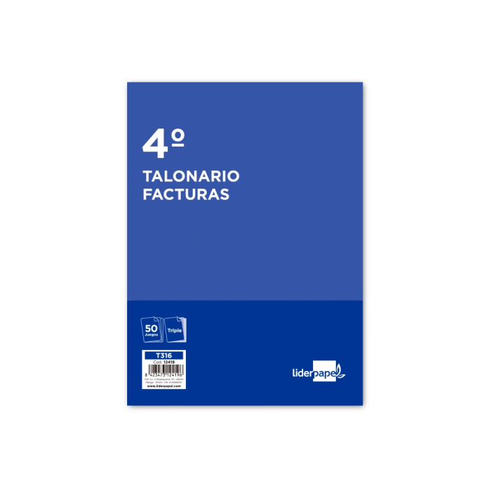 Liderpapel Talonario T316 Facturas Cuarto Original y 2 Copias con IVA 1