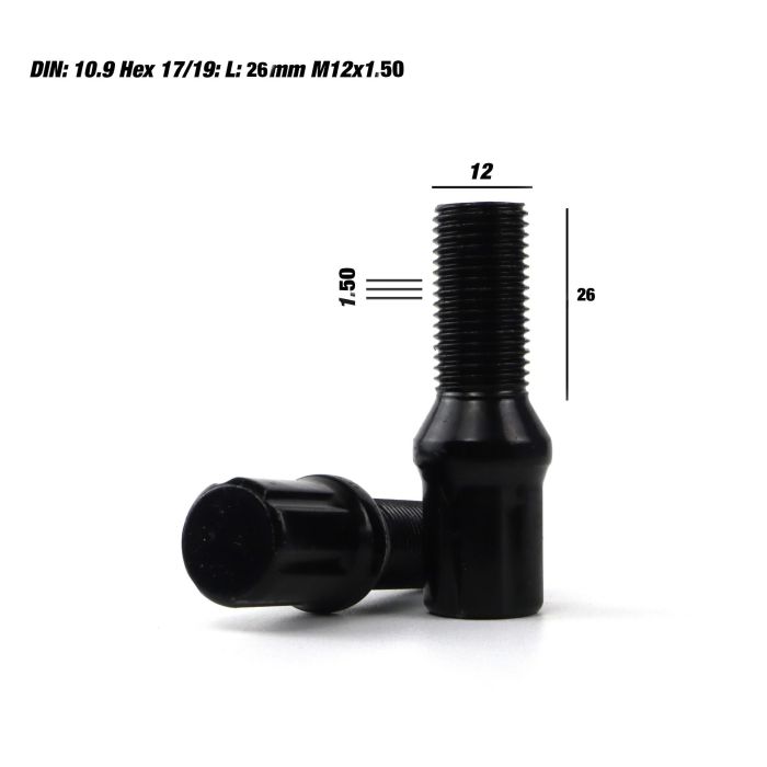 Omp Juego 20 Tornillos Desplazantes Llantas M12x1.5 Cónico Largo 26mm Llave 17-19 Negro OMPS09781201 6