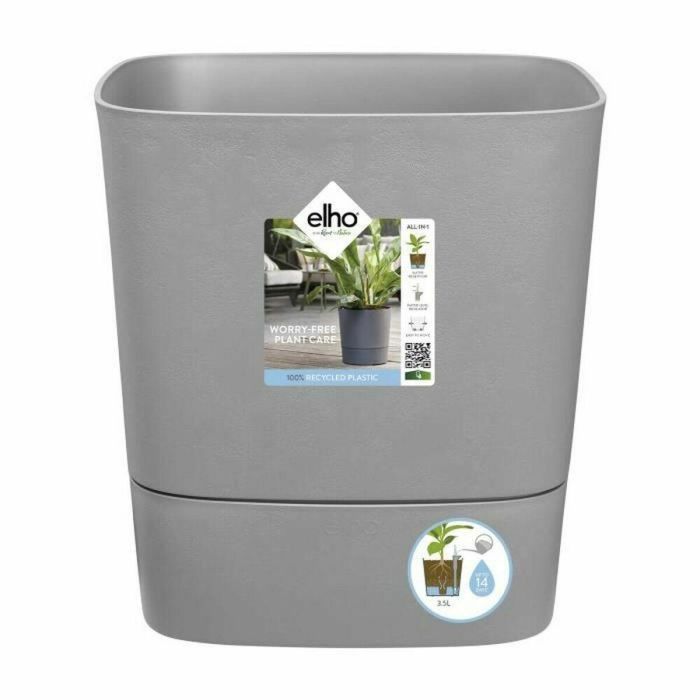 ELHO - Maceta - Greensense Aqua Care Square 30 - Cemento claro - Interior/exterior - Ø 29,5 x H 30,2 cm