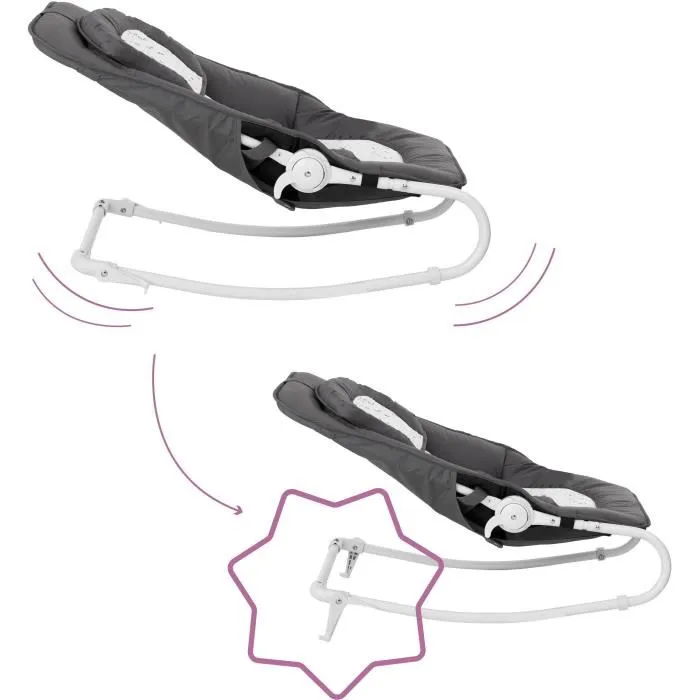 Badabulle Transat Easy Moonlight Tumbona bebé con 5 posiciones, plegado ultraplano y cojín lavable 3