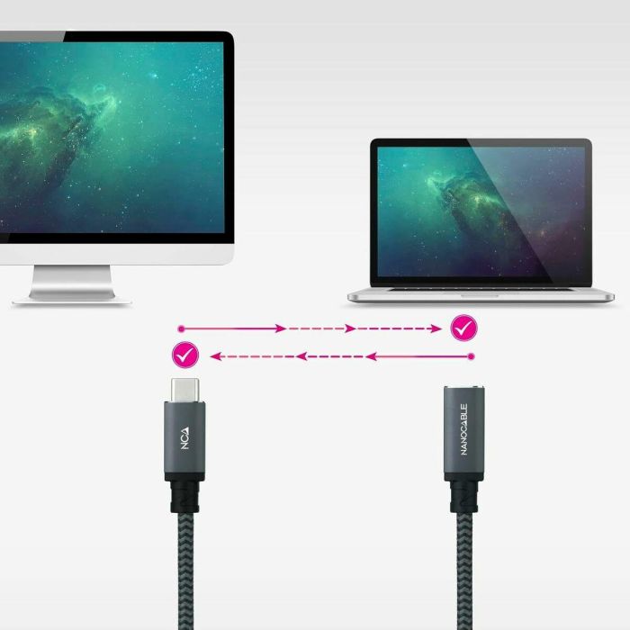 Cable USB NANOCABLE USB 3.2 GEN2x2 100W C/M-H Negro 1,5 m 4
