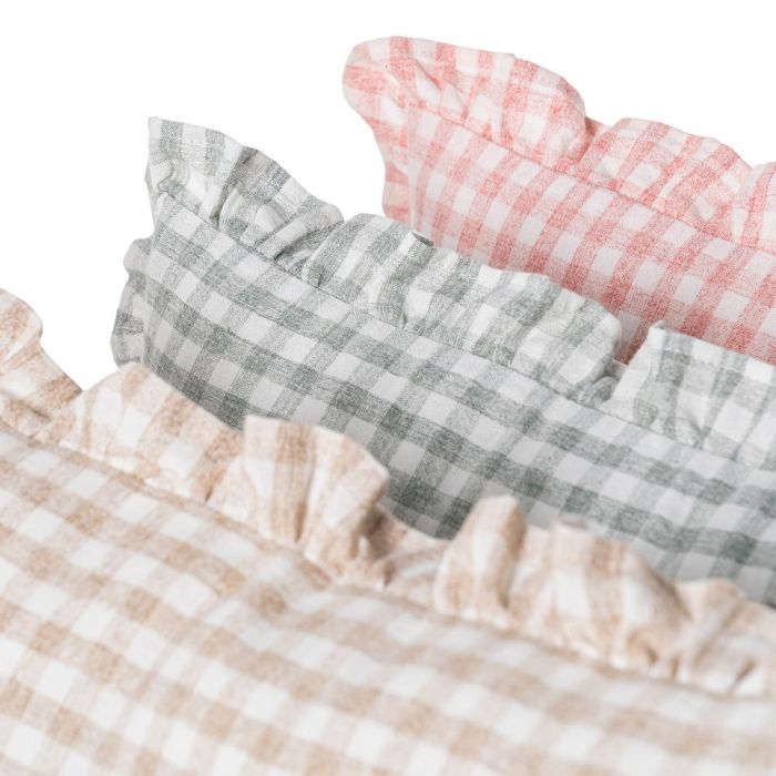 Cojín Cuadros Gris Algodón 50 X 30 cm